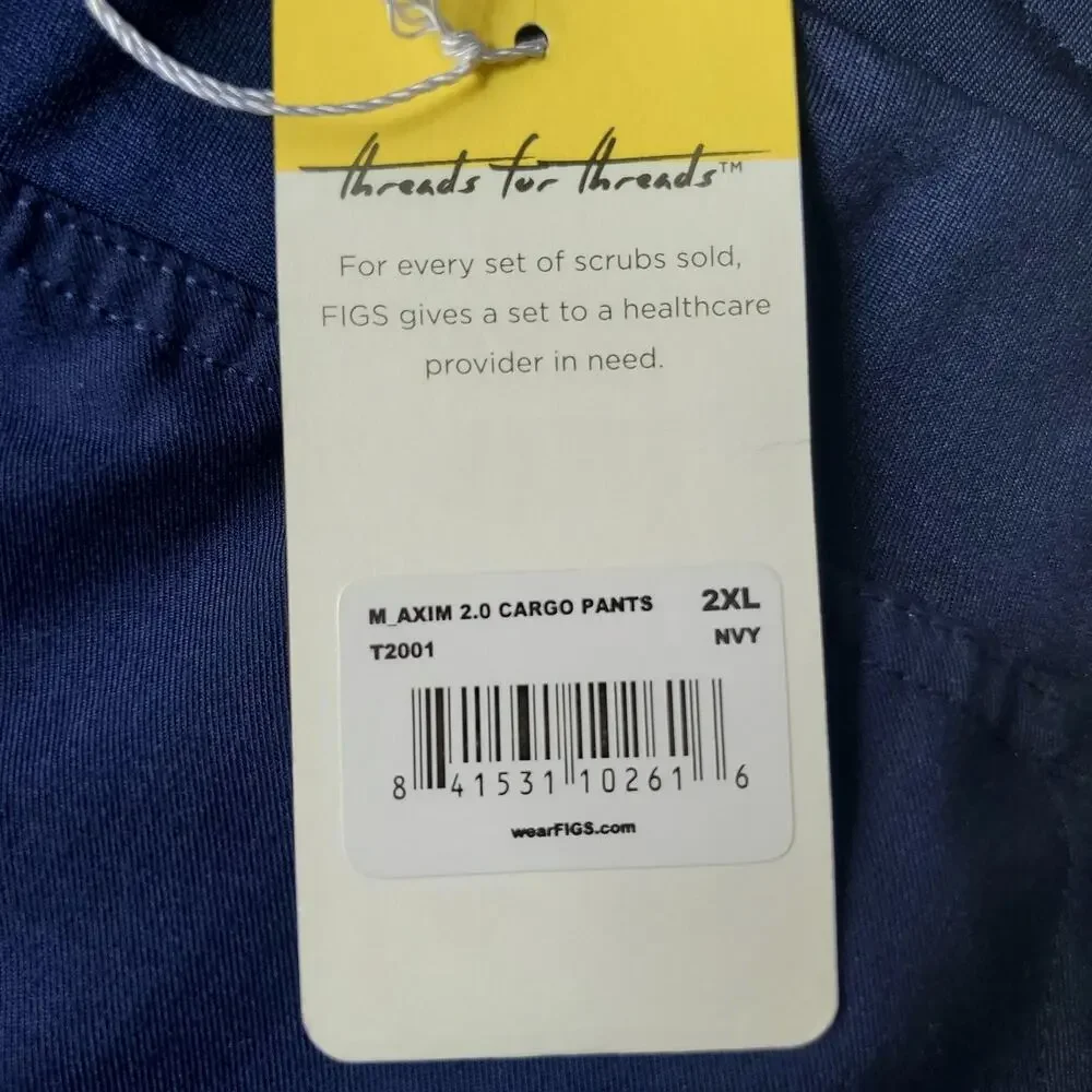 FIGS Axim 2.0 Cargo Scrub Pants Mens 2XL Blue Technical Collection Stretch